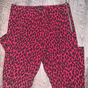 Zara red leopard print pants